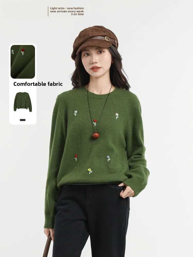 

Женский вязаный свитер с длинным рукавом и круглым вырезом, весна 2026, новая коллекция, универсальный, комфортный крой, модный, JYDQD Memory's