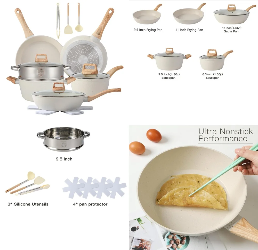 

Cookware Sets16 Piece Non Stick Cookware Set Pots and Pans for Effortless Cooking