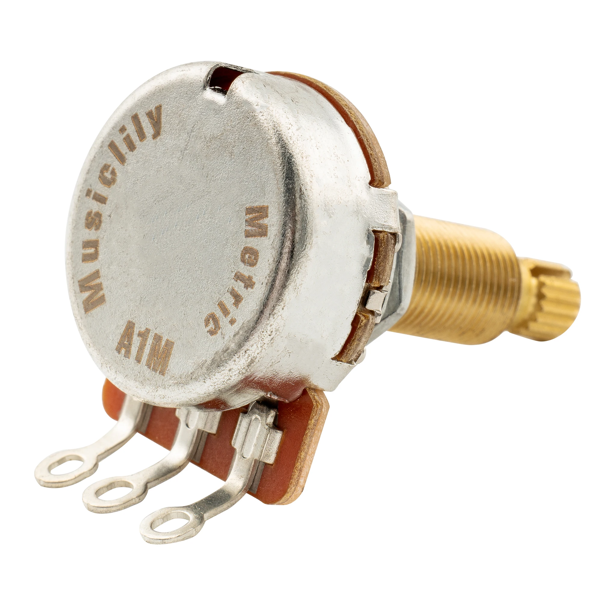 Musiclily Pro HD A500K/B500K/A1M Vollmessing Metrischer Grob-Gewinde 18-Spline Split Long Shaft Pot Audio Taper Linear Taper Potentiometer – Detail 10