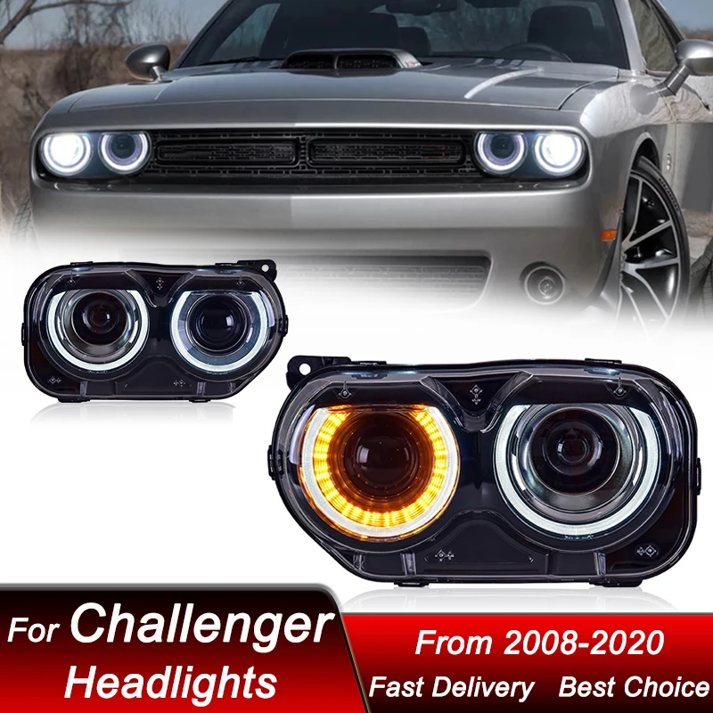 

Pop Car Styling Headlights For Dodge Challenger 2008-2020 New Style Full LED Auto Headlamp Assembly Projector Lens Accessories K