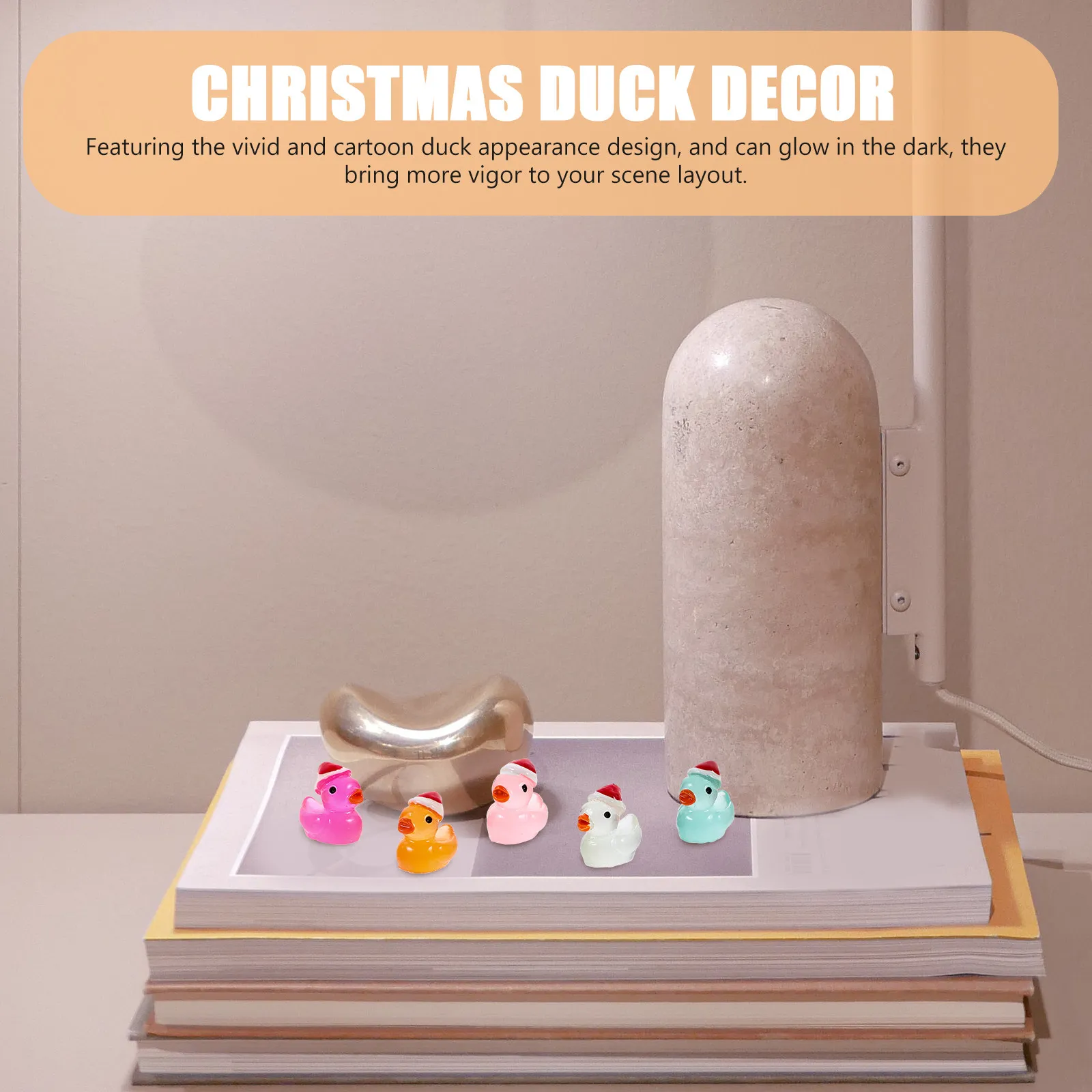 

50Pcs Tiny Resin Duck Figurines Glow in The Dark Mini Garden Decor Car Dashboard Micro Landscape Adorable Nighttime Ornament Set