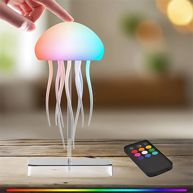 

LED Cute Jellyfish Night Light with Dancing Legs, RGB Gradient Lamp, Rechargeable Bedside Lamps with Touch Sensor