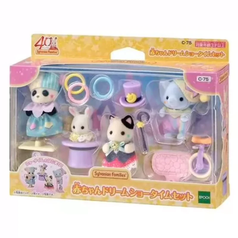 Anime Sylvanian Families 40th Anniversary Dream Show Time Box Set Doll Figure Kawaii Decoration Model Ornament Birthday Gift Toy