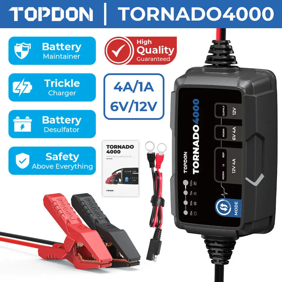 TOPDON TB6000 Pro 6Amp 2-in-1 Smart Car Battery Charger & Battery Tester 6V/12V Portable TB6000Pro DIY Lead Acid Lithium