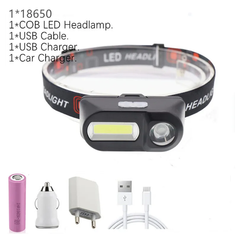 Head Torch Ultralight Induction Running Headlight USB Rechargeable IPX6 Waterproof 5 Modes 18650 Battery Led Headlamp