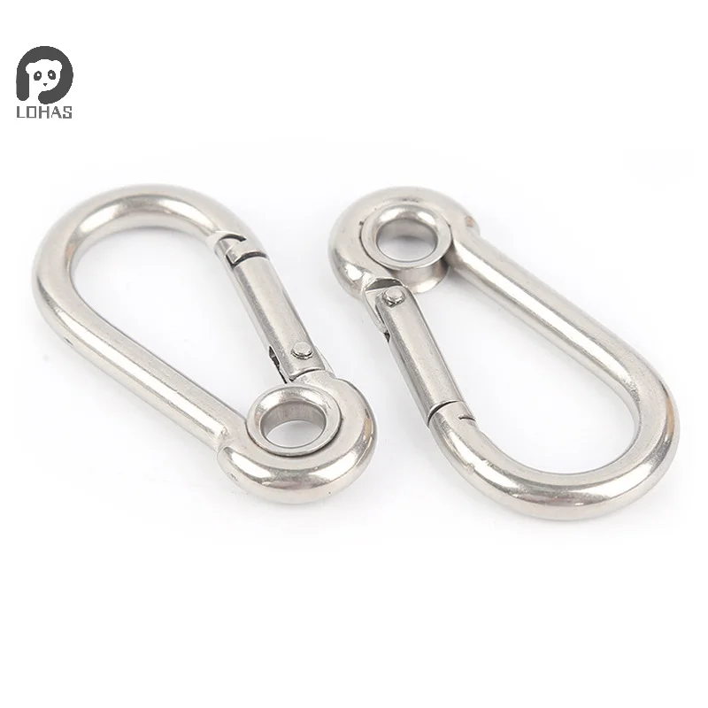 M4 M5 M6 M7 M8 Stainless Steel Carabiner Carbine Snap Hook with Eyelet Spring Buckle Key Ring