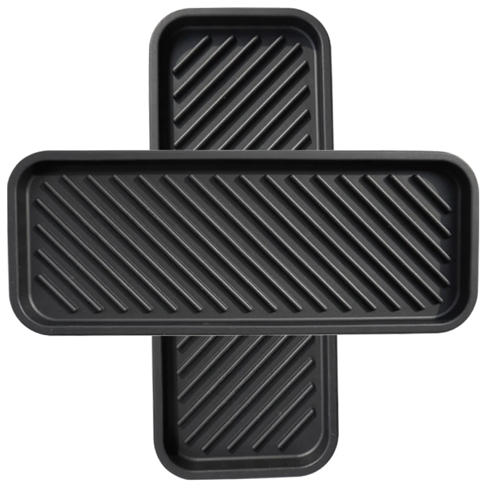

2 Pcs Black Silicone Sink Tray Dish Drying Mat Sponge Holder Kitchen Bathroom Vanity Tray Countertop ganizer Household Gel