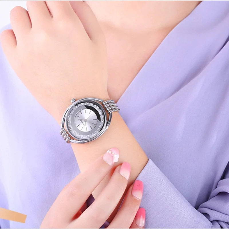 Elegantsimple and fashionable quartz watch 2025 new diamond-encrusted alloy waterproof trend classic women's watch birthday gift