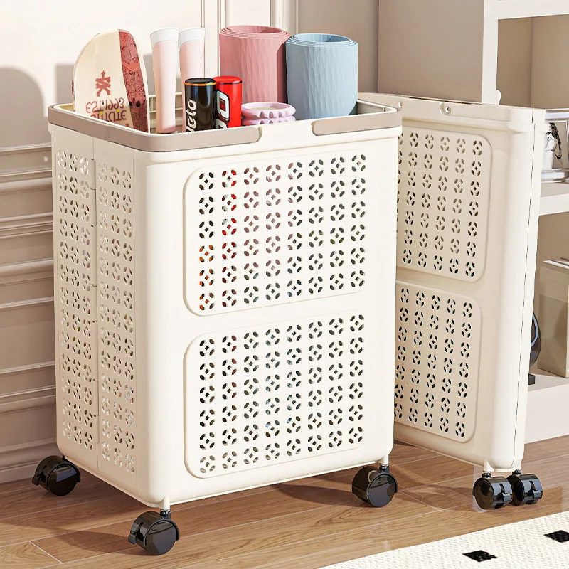 

Складная тележка, корзина для грязной одежды, туалетная корзина для грязной одежды, большая вместительная корзина для хранения, экономия места в ванной комнате