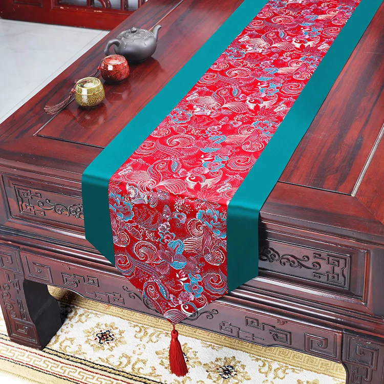 

Chinese Silk Brocade Dining Table Runners, Luxury Coffee Tea Tablecloth, Rectangular Decorations, Cabinet Cover Cloth, Latest