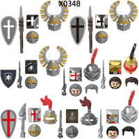 The X0348 Batte Priest Lion Heart Hospital Teutonic Patron Temple Empire Golden Knight Model Blocks MOC Bricks Set Gifts Toys