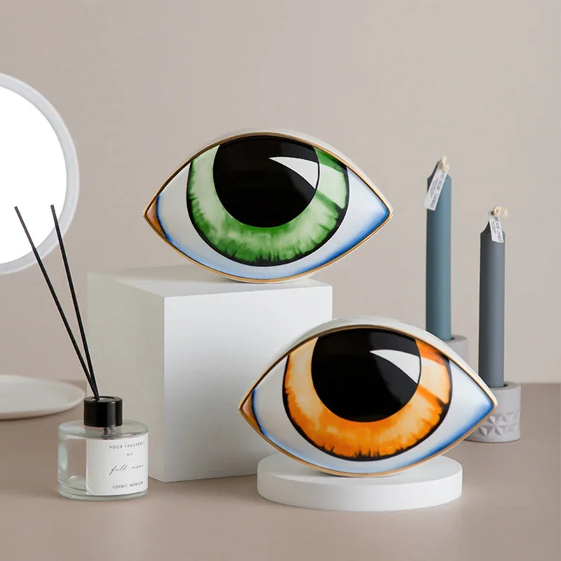 Nordic Stil Keramik Teufel Auge Wohnkultur Auge Abstrakte Ornament Skulptur Statuen Studie Zimmer Abstrakte Dekoration Geschenk Geben – Detail 5