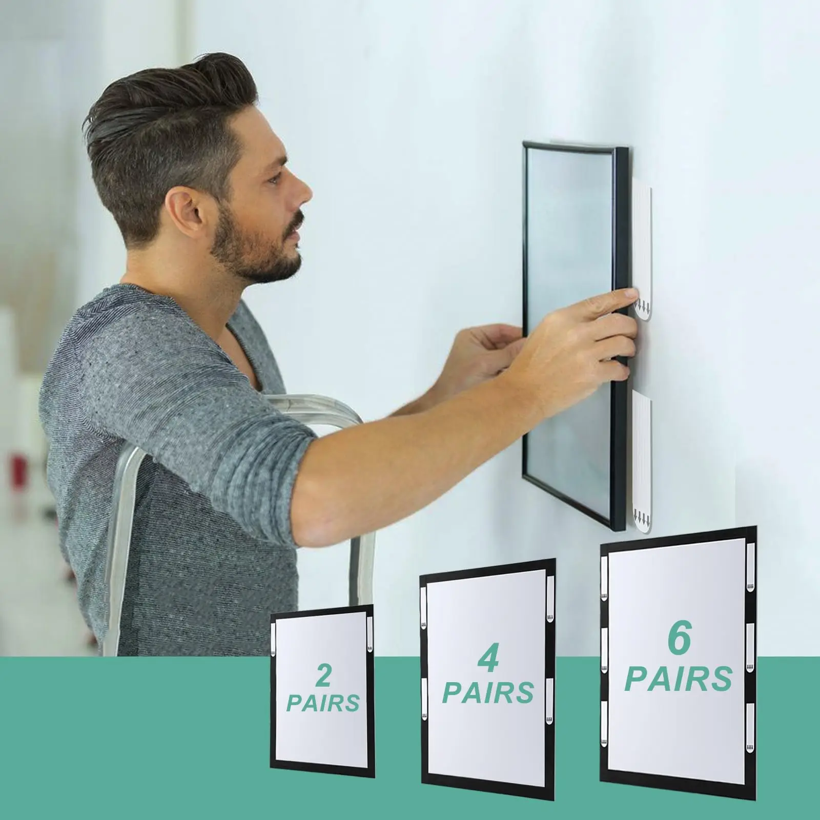 12-Pairs Picture Hanging Strips Heavy Duty,Picture Hanger Kit,Damage Free Hanging Picture Hangers for Walls,Picture Hangers