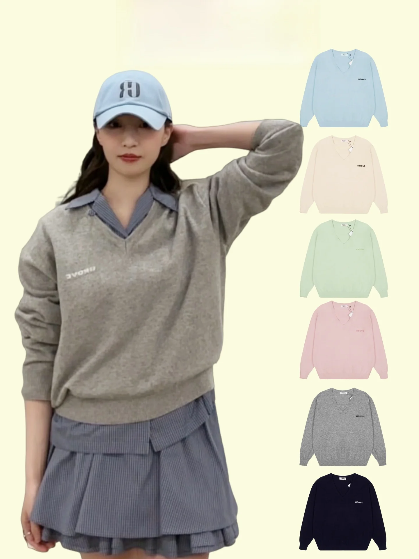 

Женский вязаный свитер с V-образным вырезом и вышивкой, осенне-зимняя новинка, легко носить, модный женский трикотаж