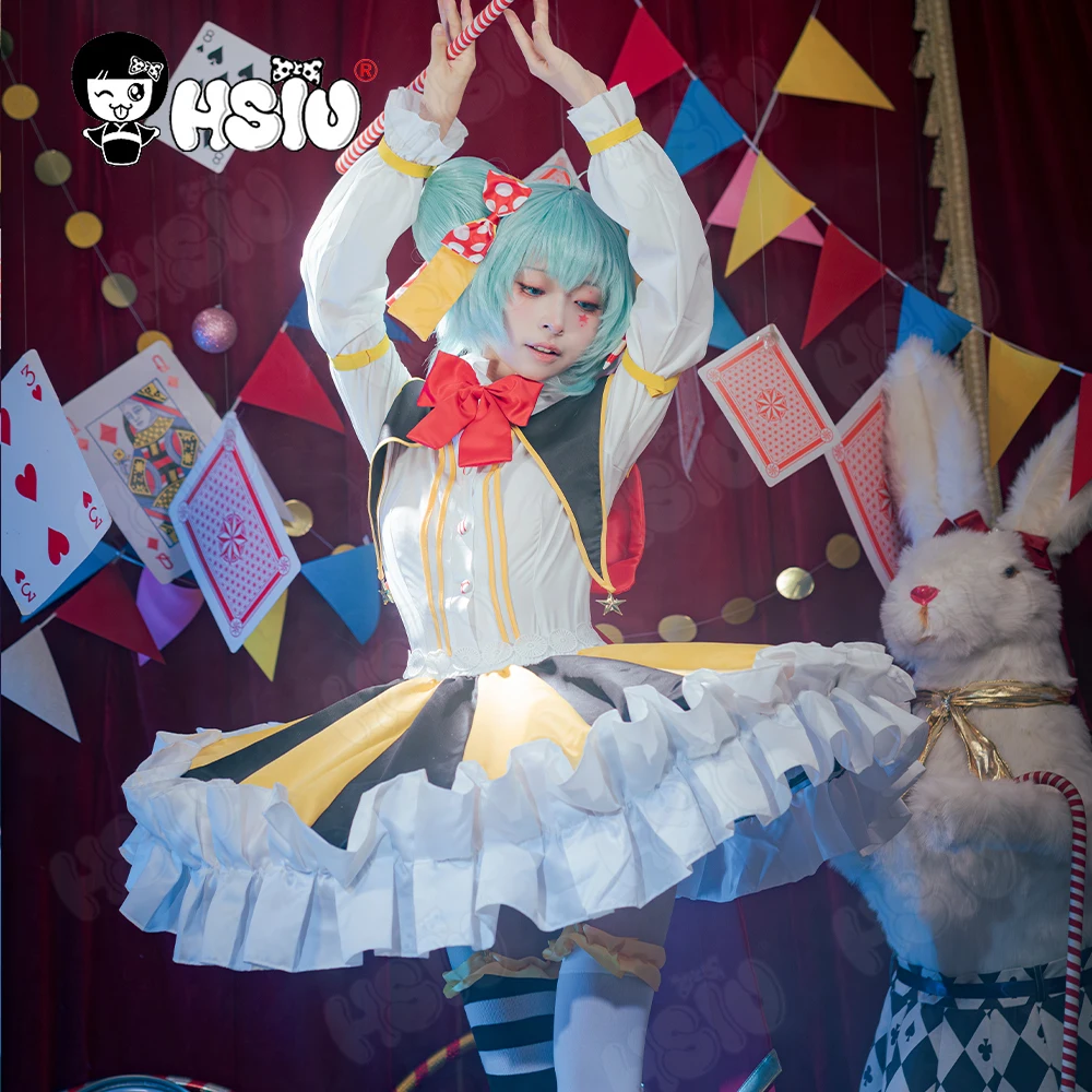 Circus Cosplay Clothing Wig Anime Game cosplay Costume Wig HSIU Oversized Double Hair Bag Short Hair Circus playing costume