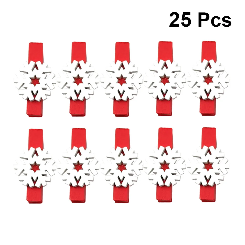 25 قطعة مقاطع خشبية تصميم ندفة الثلج الصغيرة مشابك الغسيل الزخرفية لملف ورق الصور ملاحظة الموثق عرض غرفة النوم مكتب المنزل #3