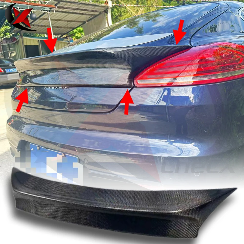 Cocok untuk Porsche Panamera 970.2 2014 2015 2016 penutup dekoratif tutup bagasi Bergaya V Spoiler bibir serat karbon berkualitas tinggi