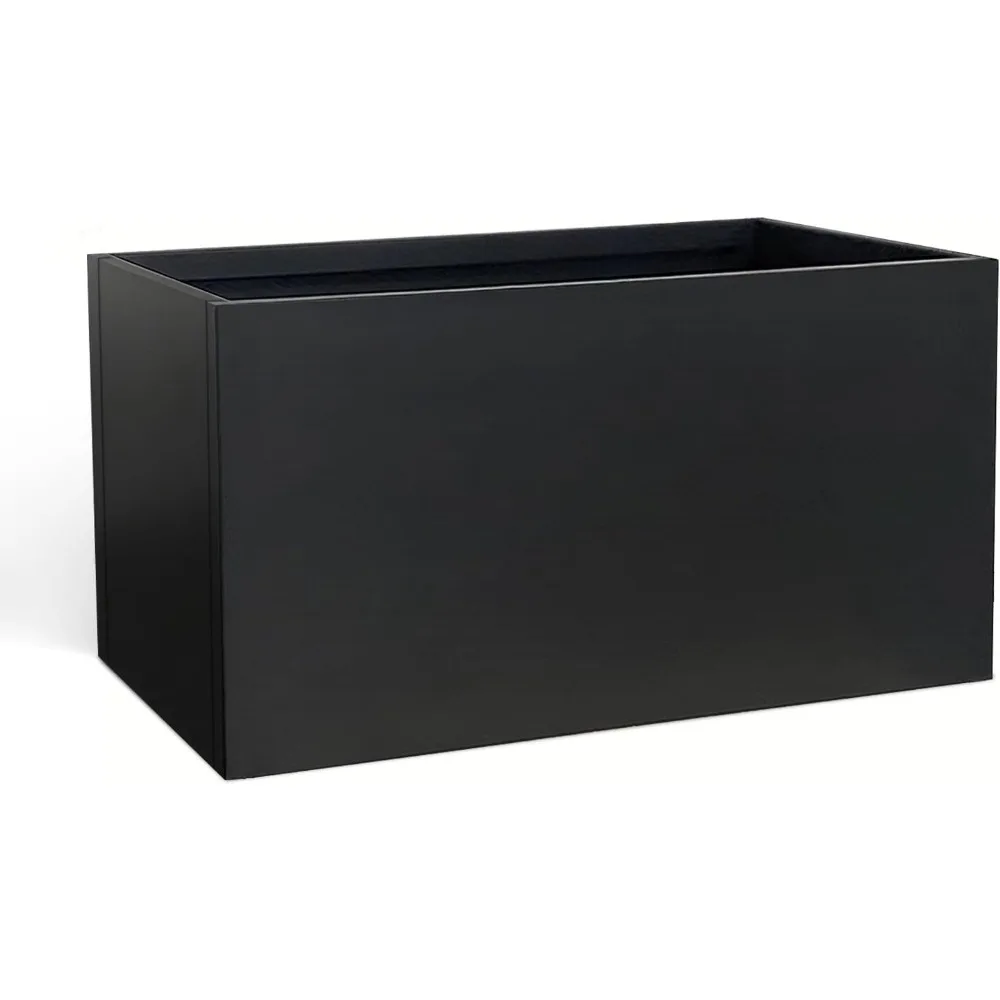 

Steel Planter 36 x 12 x 16 Metal Rectangle Outdoor Planter Black Powder Coated Flower Box Metallic Heavy Pot Indoor & Outdoor, C