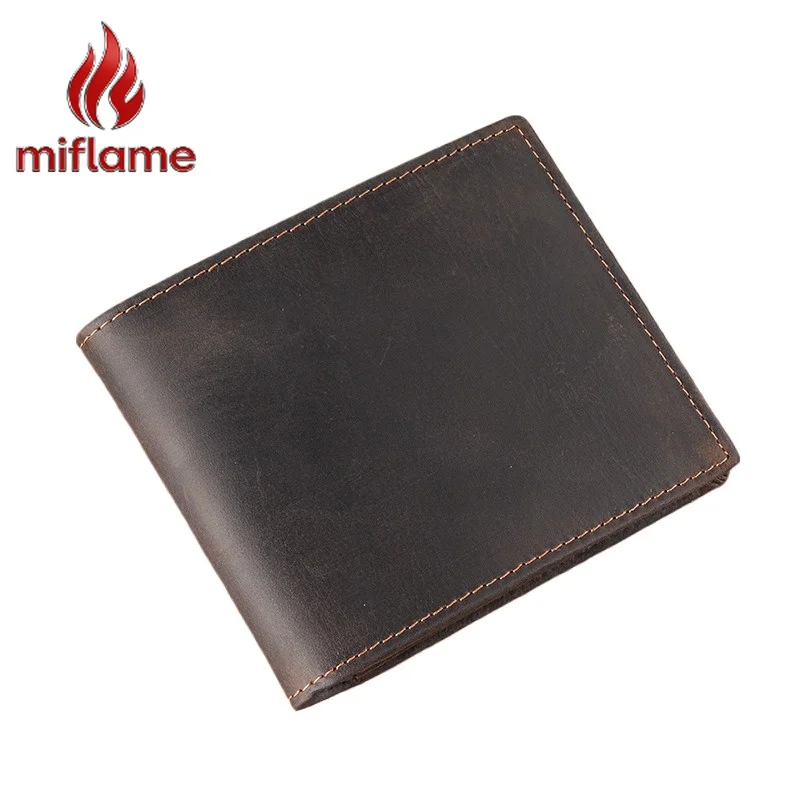 

Men's Crazy Horse Leather Money Clip Wallet Vintage Short Billfold Handmade Elegant Luxury Gift for Him