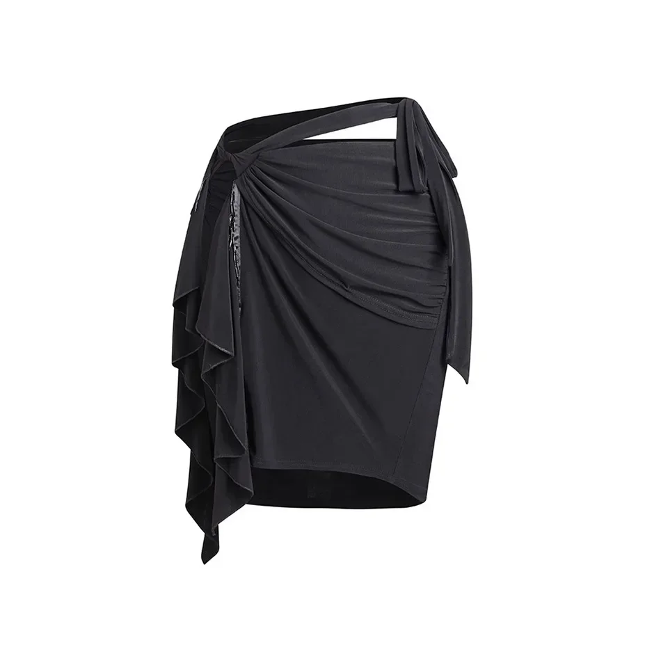 Femmes Performance Cha Cha Samba Rumba vêtements ligne de Lotus et ceinture conception jupe femme robe de danse latine