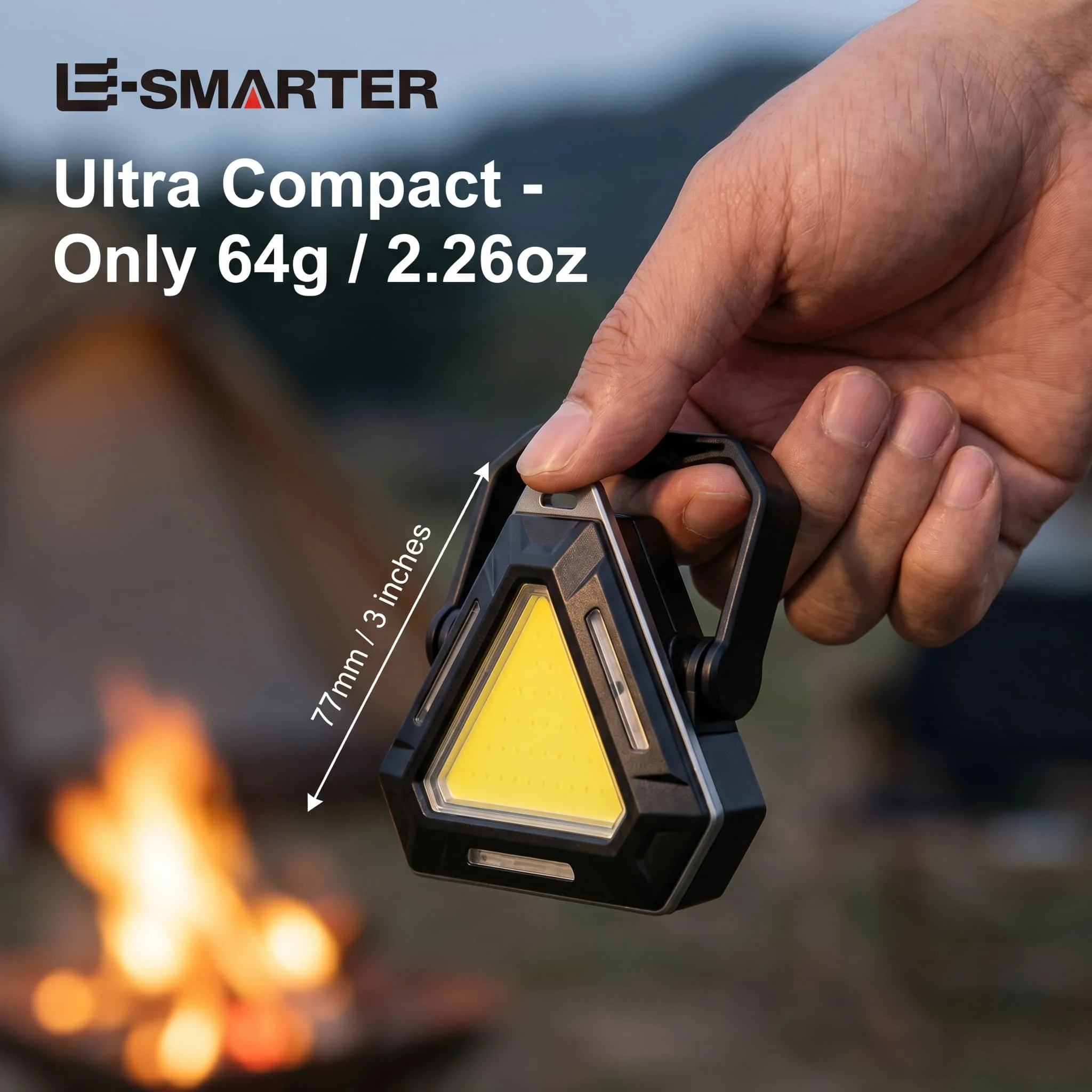 Magnetic Rechargeable Outdoor Flashlight, Triangle Red Blue Warning Camping Lamp, Compact Portable Multi-Purpose Light