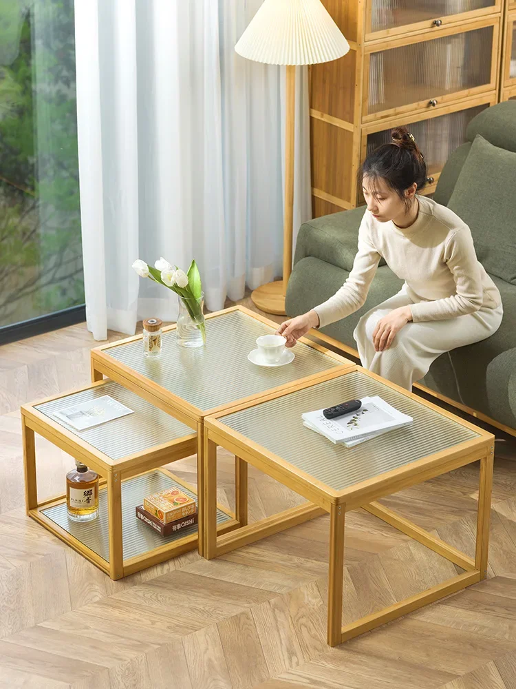 

Tea table living room home tea table tea table small apartment simple modern balcony solid wood glass creative side a few