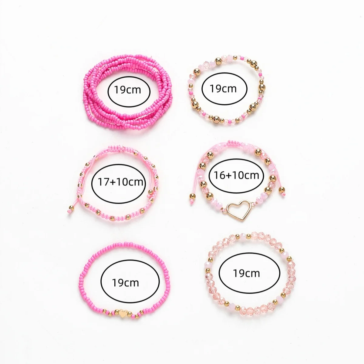 10Pcs/Set Bohemian Handmade Rice Beads Heart-Shaped Bracelets Set For Women Jewlery Accessories ﻿
