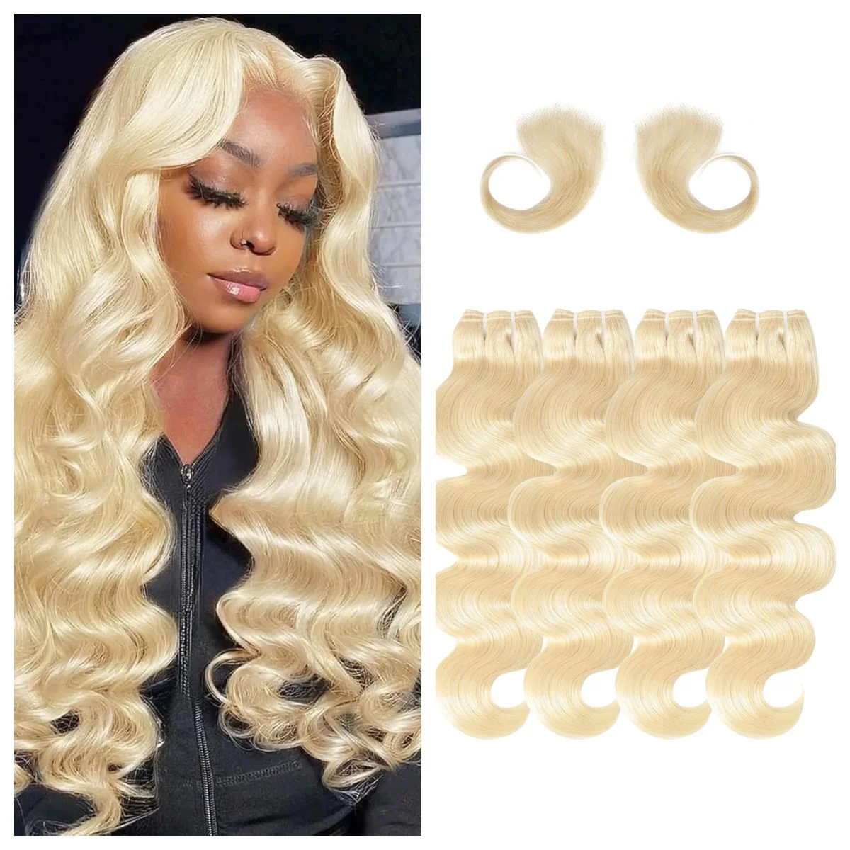 Haia-Bundles de tissage de cheveux brésiliens pour femmes, Extensions de cheveux humains, Blond miel, 3/4 Bundles