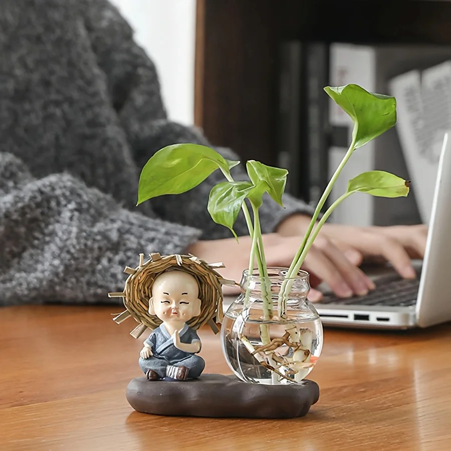 مزهرية زجاجية شفافة مائية ، ترتيب زهور ، غرفة معيشة ، ديكور مكتب مكتب ، أثاث منزلي ، 1 2 2