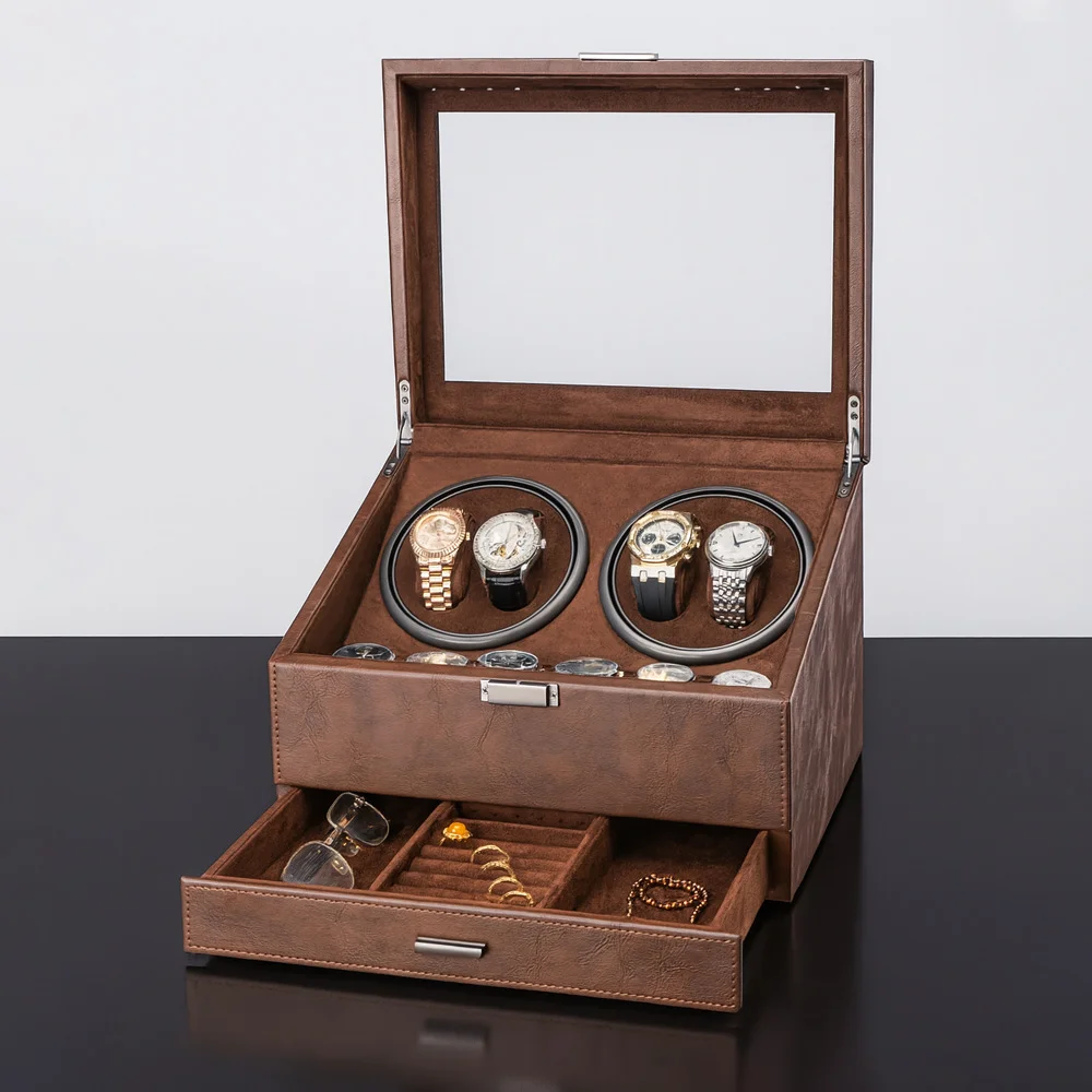 Automatische watchwinder met grote capaciteit - Mechanische horloge-organizerbox met sieradenopslag Horlogeopslagoplossing voor polshorloge