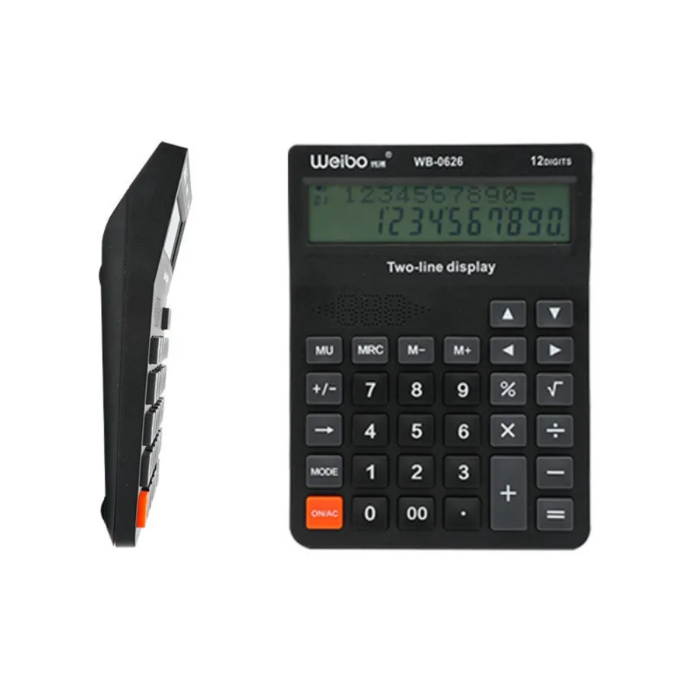 Big ABS Desktop Calculator 12 Digit 2 Line Display 4 Function Calculator Battery Operate Big Button Basic Calculator Home