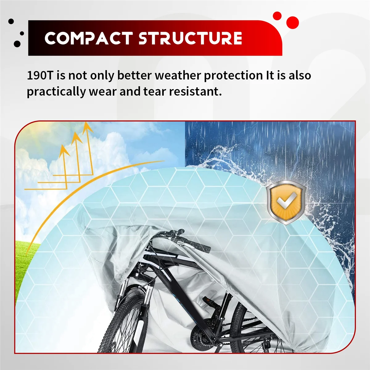 

T34C Waterproof Bike Cover Heavy Duty XL Bicycle Covers UV Rain Snow Dust for Mountain Road Electric Bike Outdoor Storage