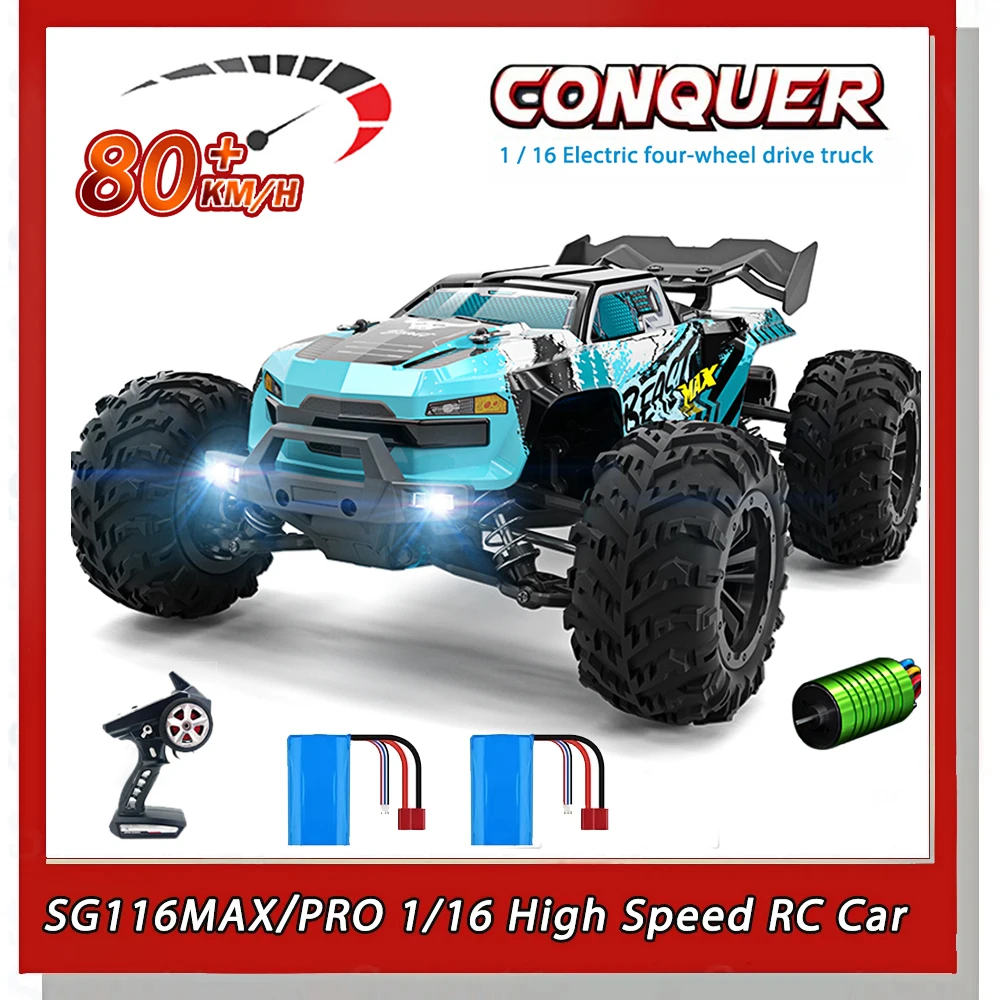 4WD 1:16 80KM/H or 40KM/H 4WD Rc Car With Led Remote Control Cars High Speed 4x4 Off-Road Drift Car Toy For Boys Kids Adult Gift