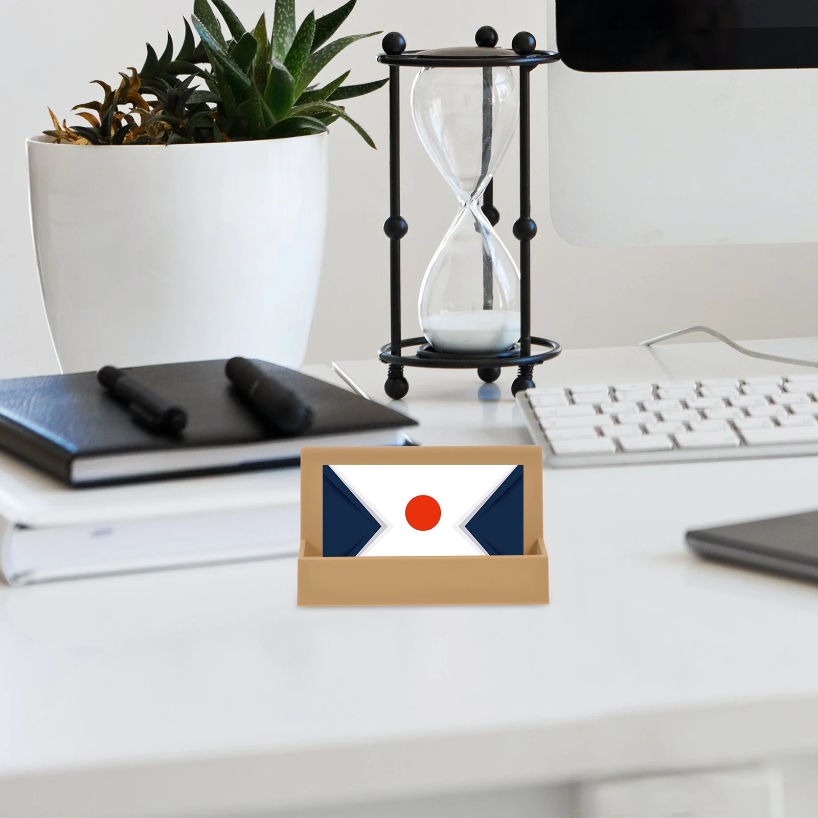 Storage Box Business Card Display Stand Man Holder for Desk Office Organizer Rack