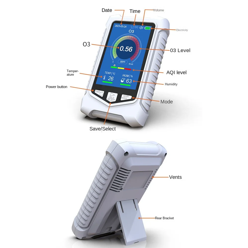 Handheld ozone detector 0-50PPM odor ozone detector O3 tester household indoor air gas analyzer