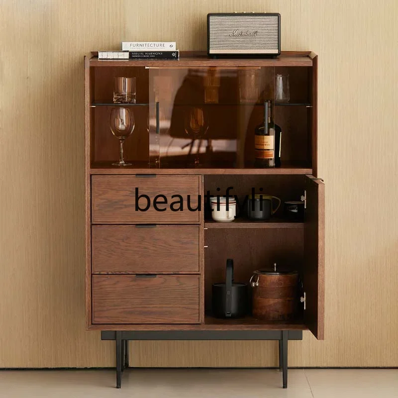 

Solid wood dining side cabinet kitchen small apartment household integrated wall cabinet living room locker bedroom storage