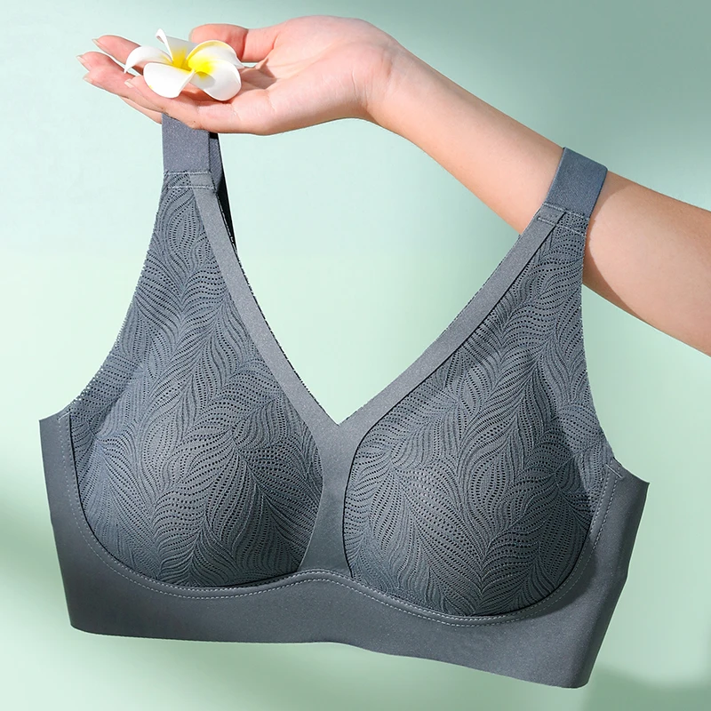 

New Modal Silk Lining Seamless Women Underwear Retractable Side Breast Adjustable Steel Rimless Bra Gather Anti Sagging