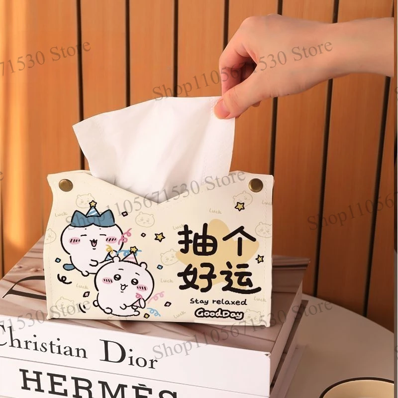 Kawaii Chiikawa Small Eight Tissue Box Lucky Festive Wedding Decor Tissue Holder Home Living Room Advanced Desktop Ornament Cute