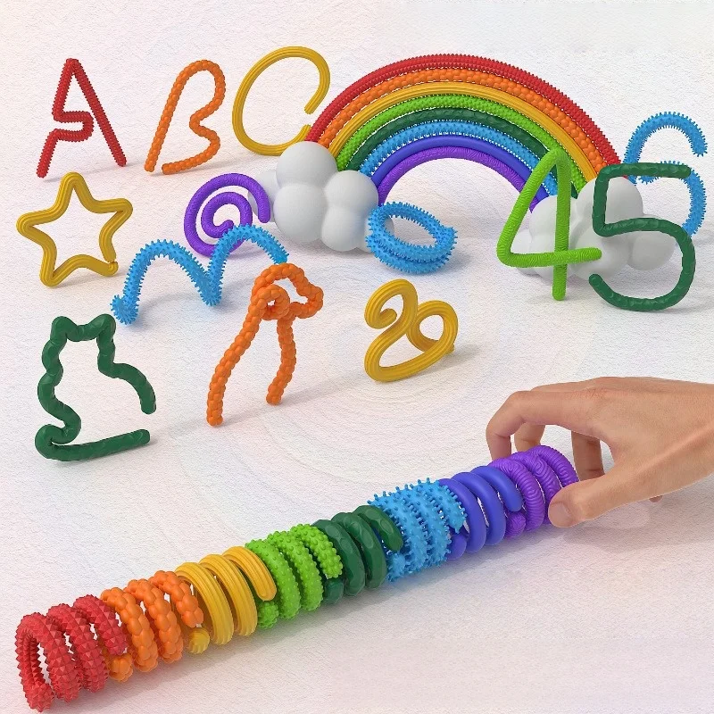 Jouets sensoriels pour enfants et adultes, 8 pièces, bâtons texturés en Silicone, jouets à presser élastiques pour adolescentes, cadeau d'anniversaire pour filles