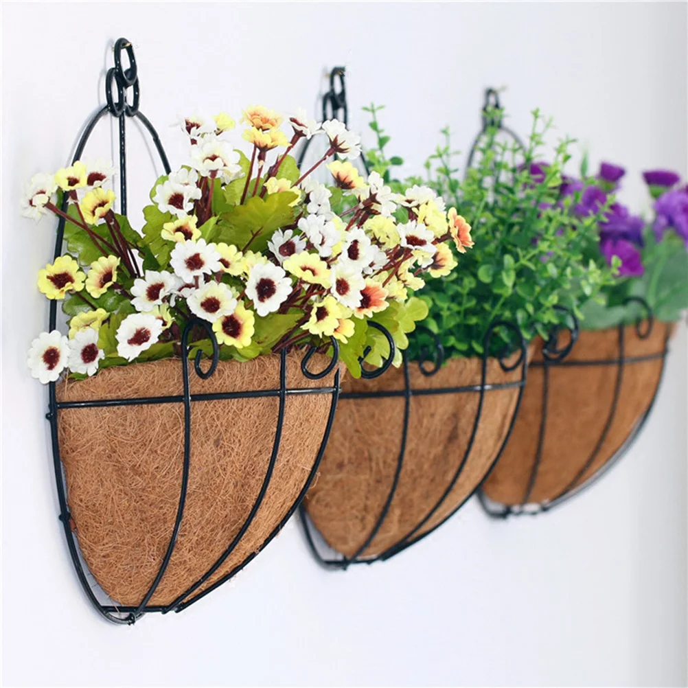 

1 шт., настенный цветочный горшок из скорлупы кокоса, вязаная корзина для растений для офиса, домашнего декора, держатель для цветов, подвесная корзина для цветов