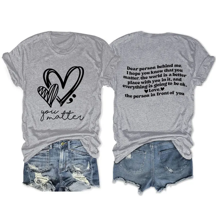 Fashion Casual short-sleeved T-shirt you matter love print summer collar casual jacket