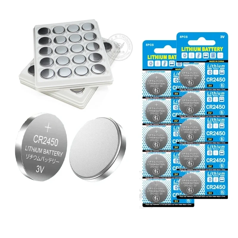 

50-300pcs 3V CR2450 Li-ion Battery DL2450 BR2450 LM2450 KCR5029 Suitable for Car Key Toy Control Watch LED Light Button Battery