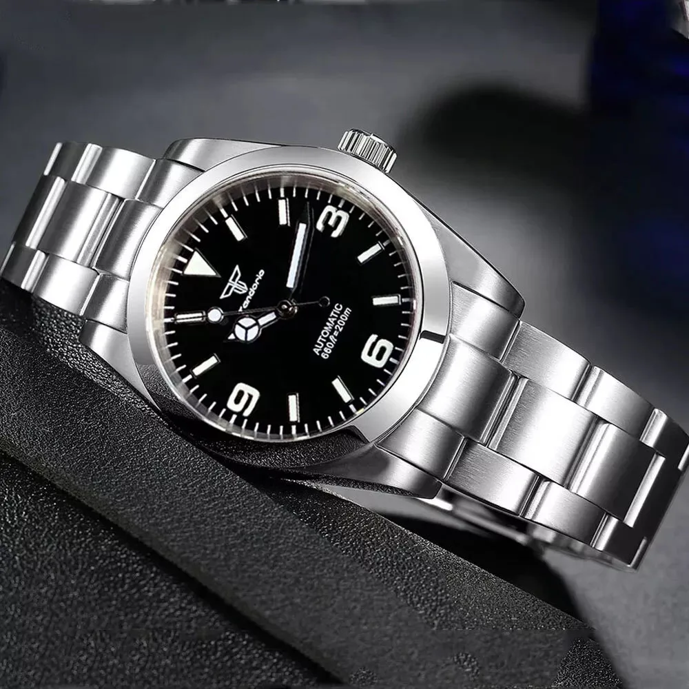 

Tandorio New Black 36mm/39mm Polished Bezel Case Watch 3 6 9 Dial Sapphire 200m Waterproof NH35 Automatic Men Mechanical Watch