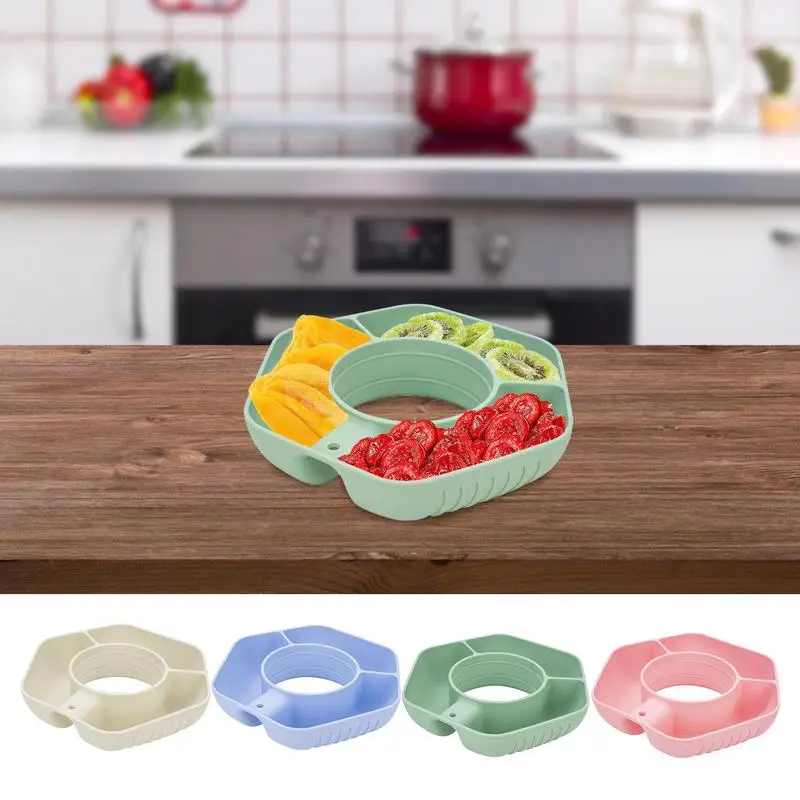 Cup Snack Holder Silicone Snack Tray Easy To Use Reusable 3 Compartments Odorless Safe Cup Snack Tray Compatible With Cup 40 Oz