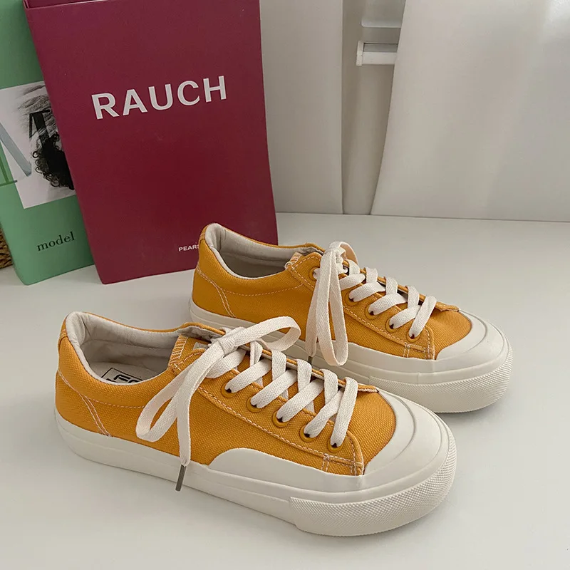 2022 New Ins All-match Low-top Canvas Shoes Female Korean Version Fashion Retro Style Sneakers Student Cloth Shoes Trend