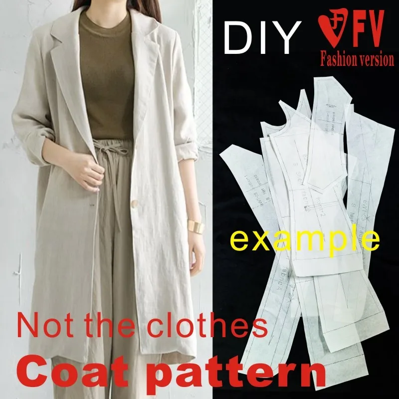 Female soil mid-length linen casual coat coat garment making pattern 1:1 sewing drawing BFY-157