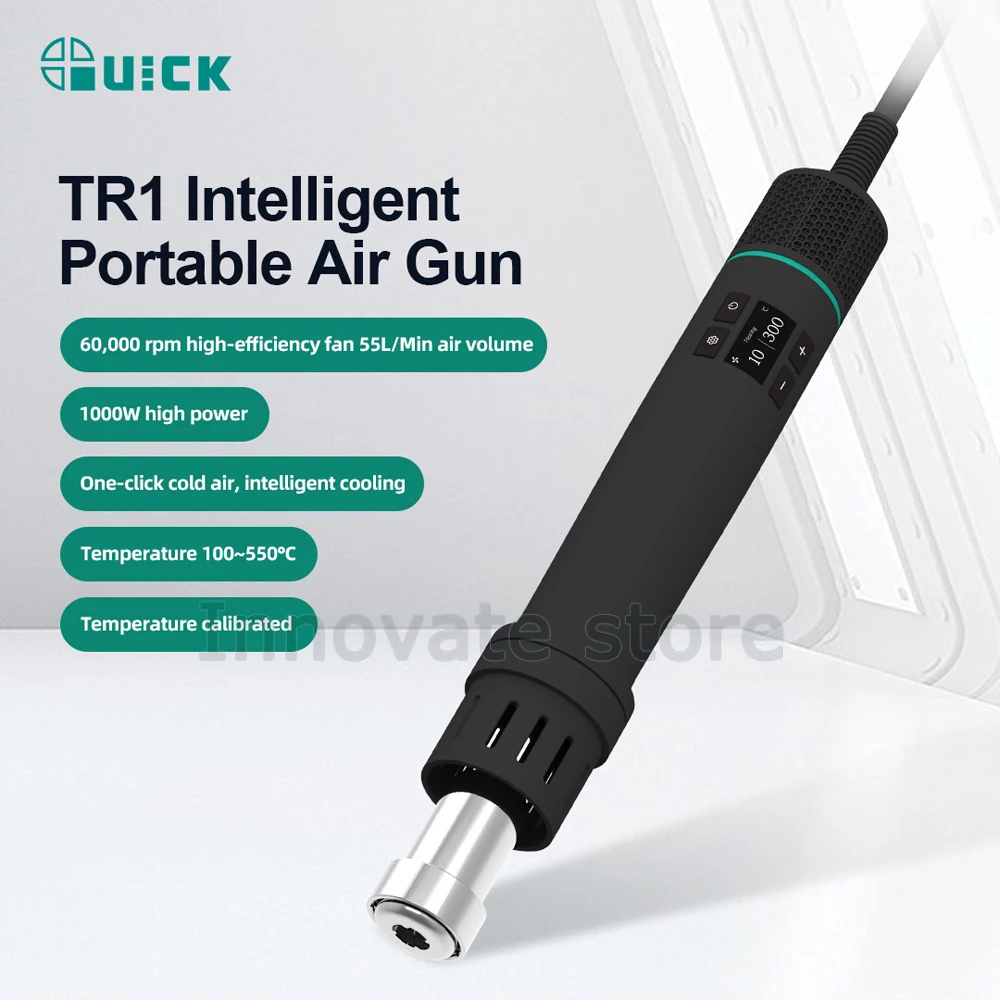 Heat Gun QUICK TR1 Smart portable Hot Air Gun 1000W Even heating OLED display One-click cooling design