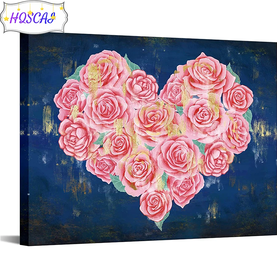 

5D DIY в форме сердца, розовая роза, алмазная живопись, наборы для вышивки крестиком, вышивка, полная мозаика стразы, для любителей творчества, для домашнего декора