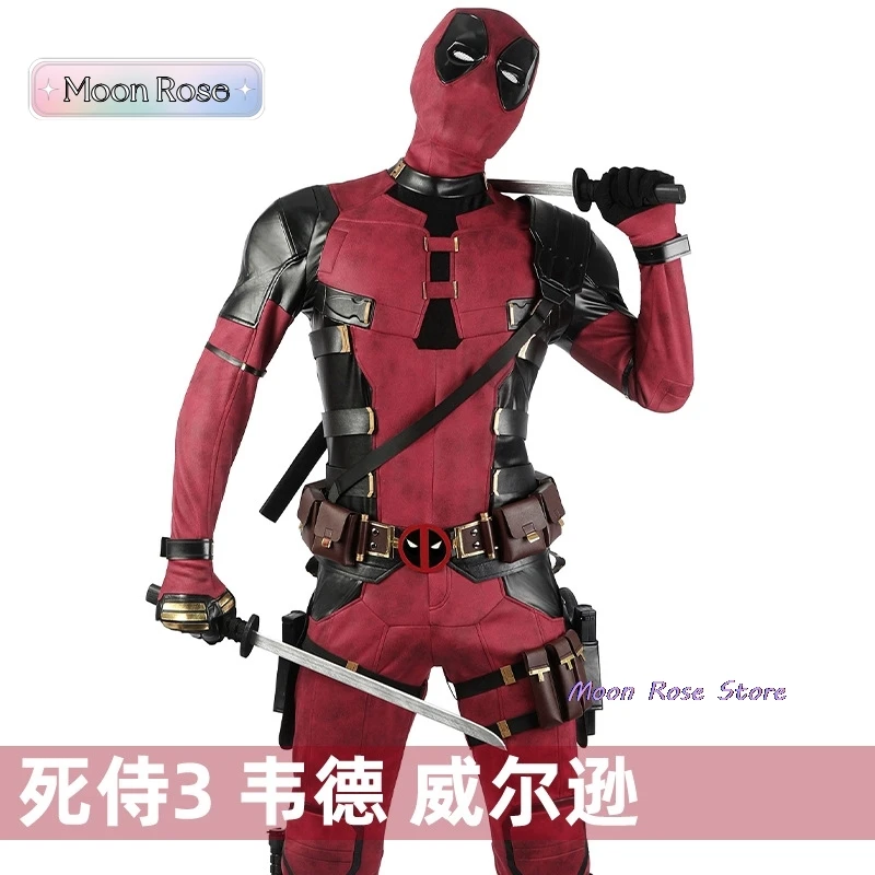 New High Quality Dead Soldier 3 Wade Cosplay Costume  Red Battle Clothes Halloween Party  Outfit Props With Boots Belt Mask