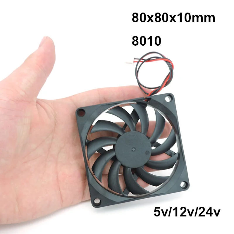 8cm 8010 DC 5V 12V 24V Wentylator chłodzący bezszczotkowy do części drukarek 3D Reprap Chłodnica DC 80 x 80 x 10 mm Wentylator z tworzywa sztucznego 2pin